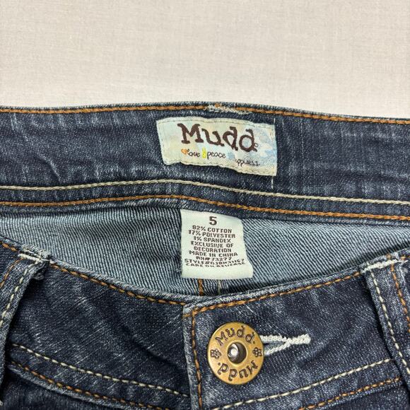 VTG Y2K Mudd Jeans Low Rise Flared size 5 Dark Wash Preppy 28 x 32 - Picture 3 of 8